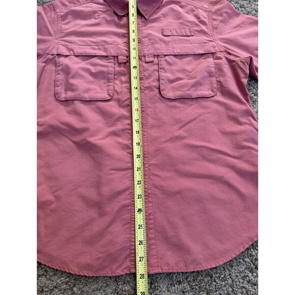 LL BEAN Pink Button Up Fishing Shirt Vented Mesh Outdoor Camp Short Sleeve M - Picture 7 of 8